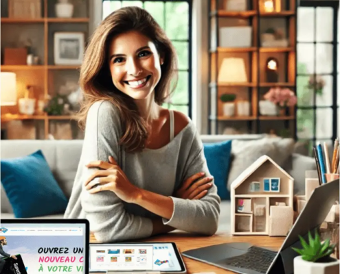 Femme exerçant une activité éducative et ludique maison