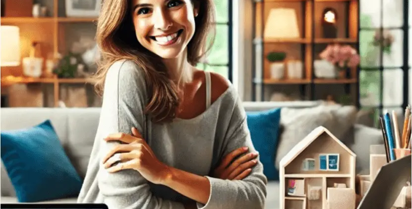 Femme exerçant une activité éducative et ludique maison