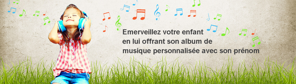 album-chanson-personnalisée-prénom-emerveiller-enfant Petite fille écoute un CD personnalisé à son prénom