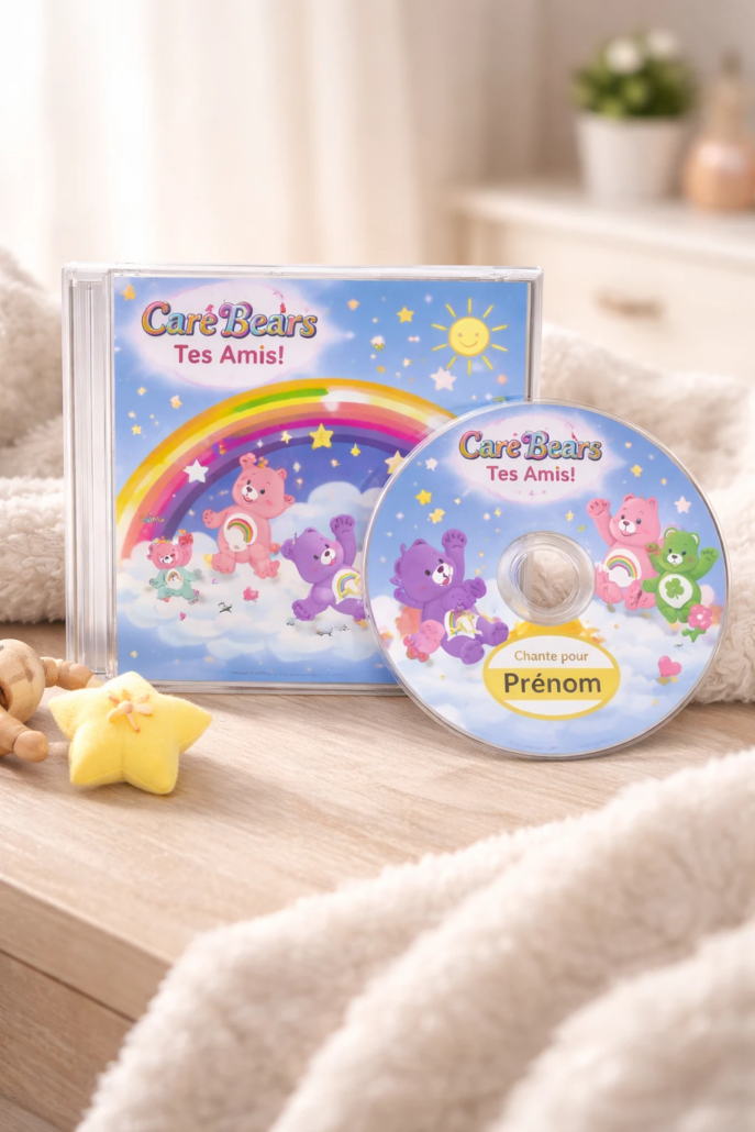 CD Bisounours personnalisé sous licence officielle posé dans une ambiance douce pour bébé