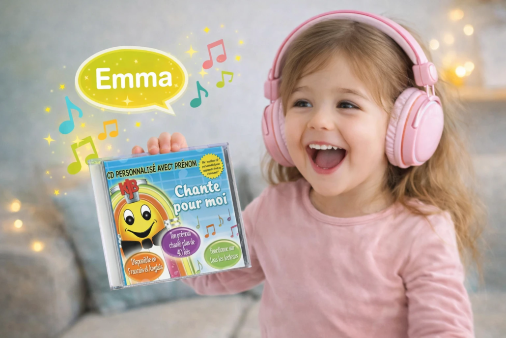 enfant-ecoutant-album-personnalise-chante-pour-moi Enfant souriant écoutant l’album personnalisé Chante pour moi avec son prénom chanté