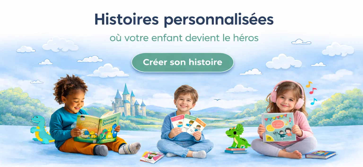 Histoires personnalisées pour enfants où votre enfant devient le héros – livres, cartes émotions et musique personnalisée