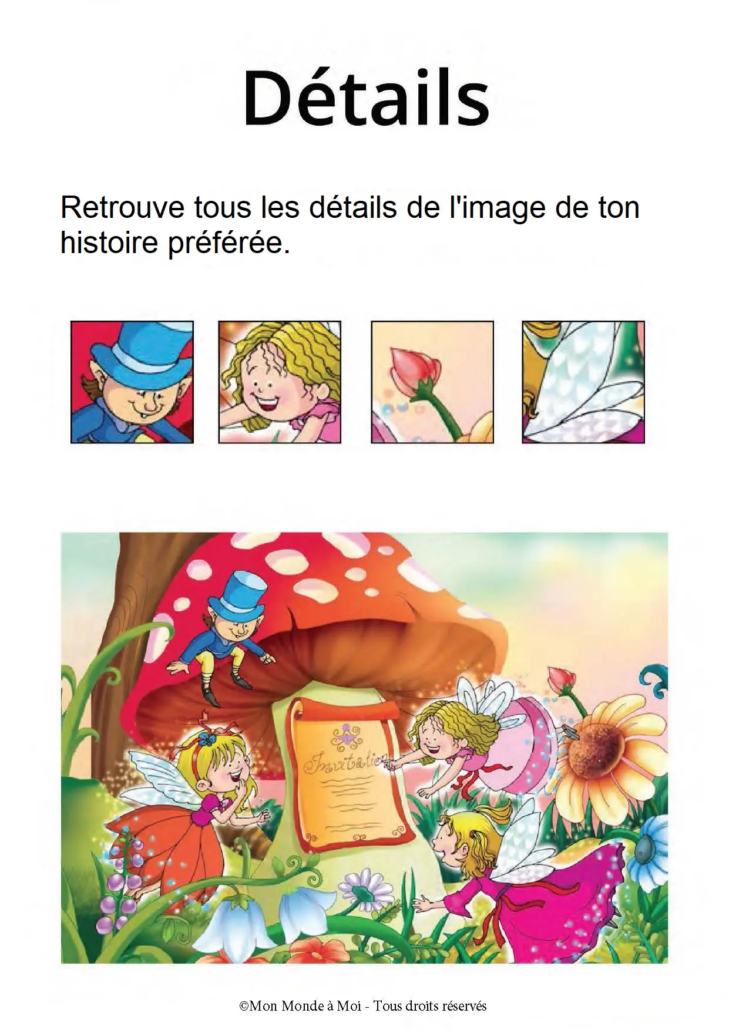 jeu-details-cahier-activite-enfant jeu des détails sur le thème des fées