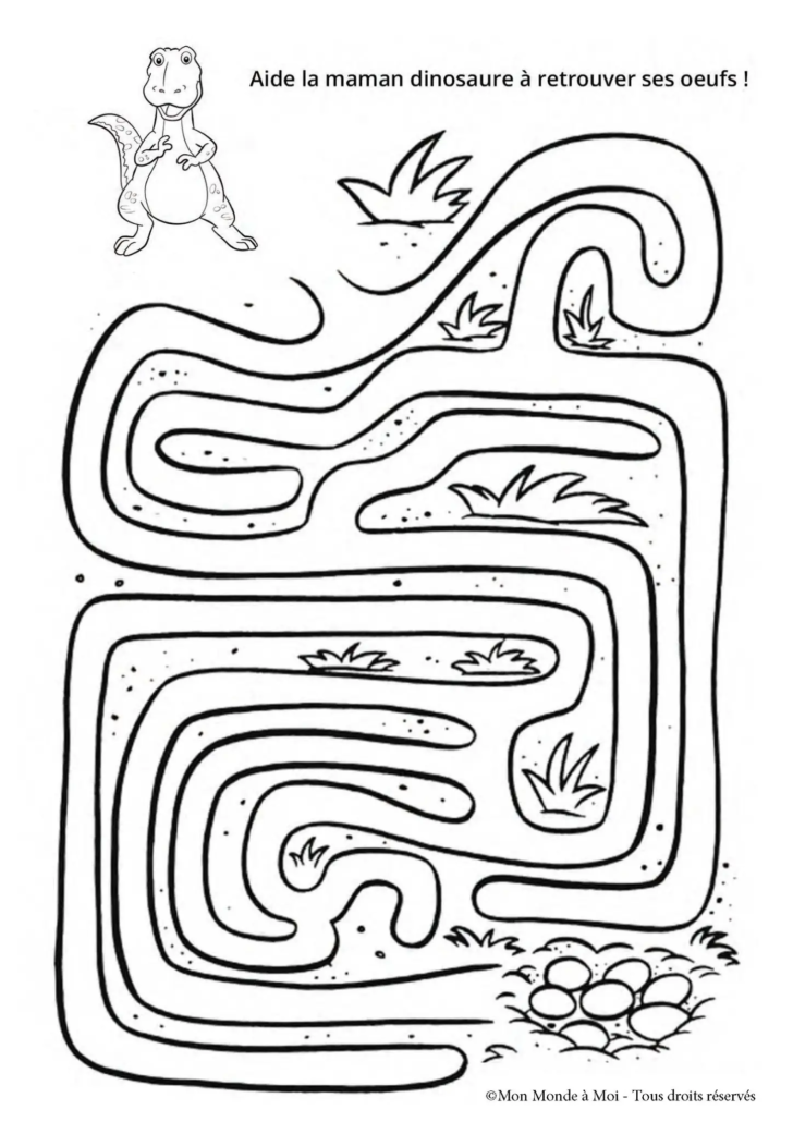 labyrinthe-cahier-activite Jeu de labyrinthe enfant sur le thème des dinosaures