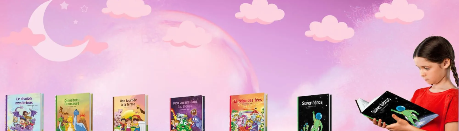 Petite fille lit livre personnalisé