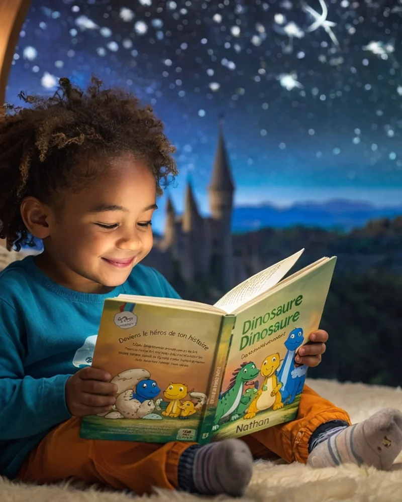 mon-monde-a-moi-enfant-livre-portrait enfant lisant un livre personnalisé Mon Monde à Moi dans un univers magique