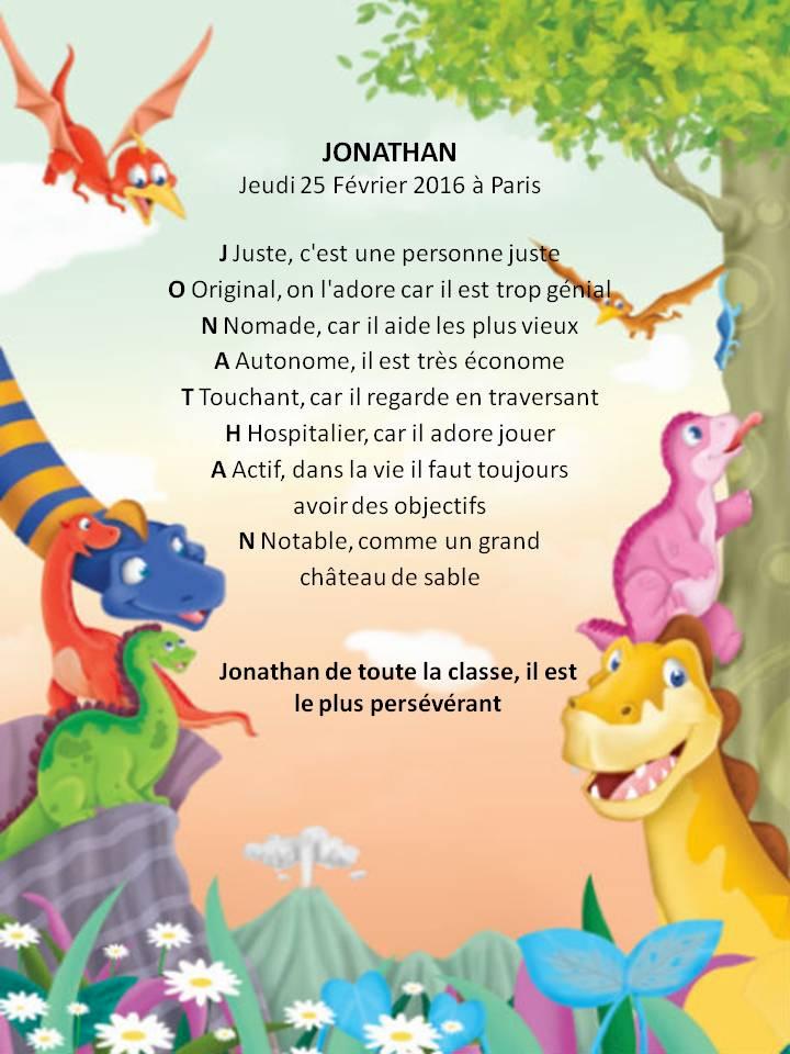 Poème personnalisé dinosaures Mon Monde à Moi