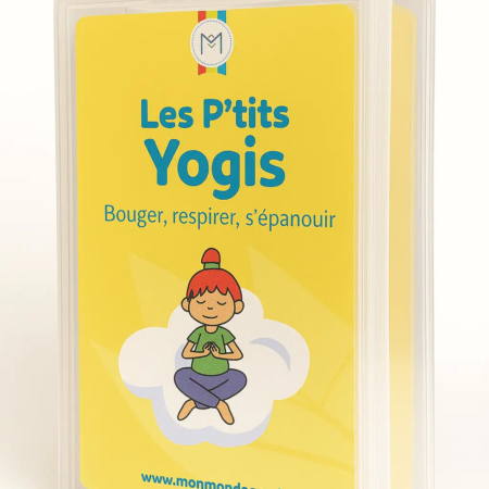 Jeu de carte des ptits yogis avec boite transparente de profil