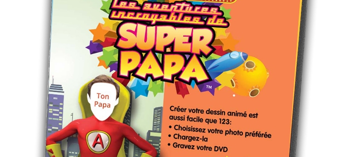 DVD personnalisé avec la photo et prénom de super papa